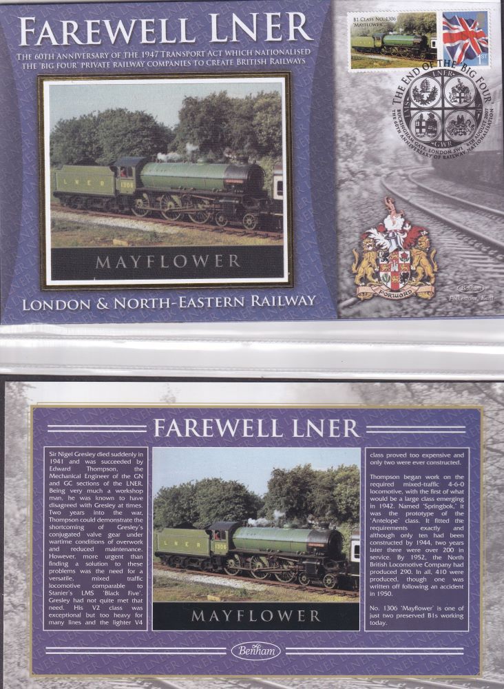 GB 2007 - LONDON & NORTH-EASTERN RAILWAY "SILK" COVER -  FAREWELL LNER - MAYFLOWER