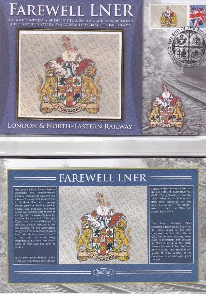 GB 2007 - LONDON & NORTH-EASTERN RAILWAY "SILK" COVER -  FAREWELL LNER