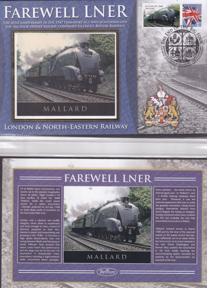 GB 2007 - LONDON & NORTH-EASTERN RAILWAY "SILK" COVER -  FAREWELL LNER  - MALLARD
