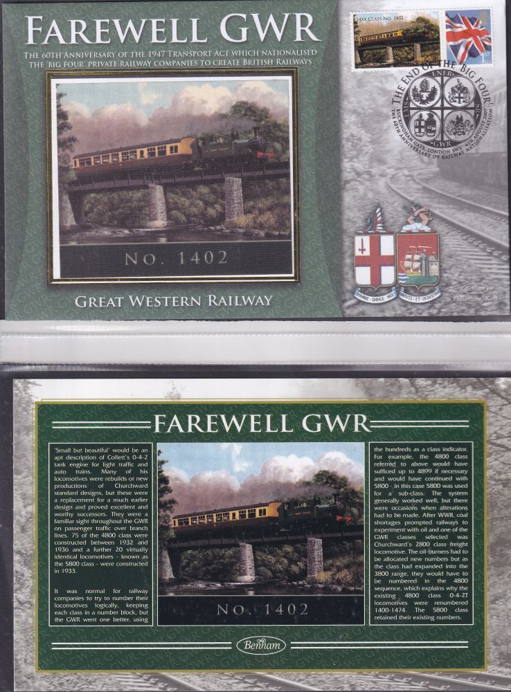 GB 2007 - GREAT WESTERN RAILWAY "SILK" COVER -  FAREWELL GWR  - NO. 1402