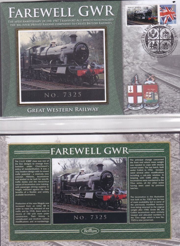 GB 2007 - GREAT WESTERN RAILWAY "SILK" COVER -  FAREWELL GWR  - NO. 7325
