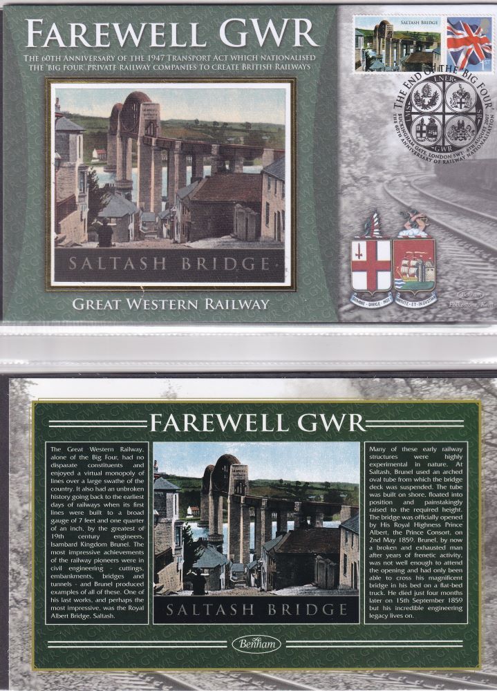 GB 2007 - GREAT WESTERN RAILWAY "SILK" COVER -  SALTASH BRIDGE