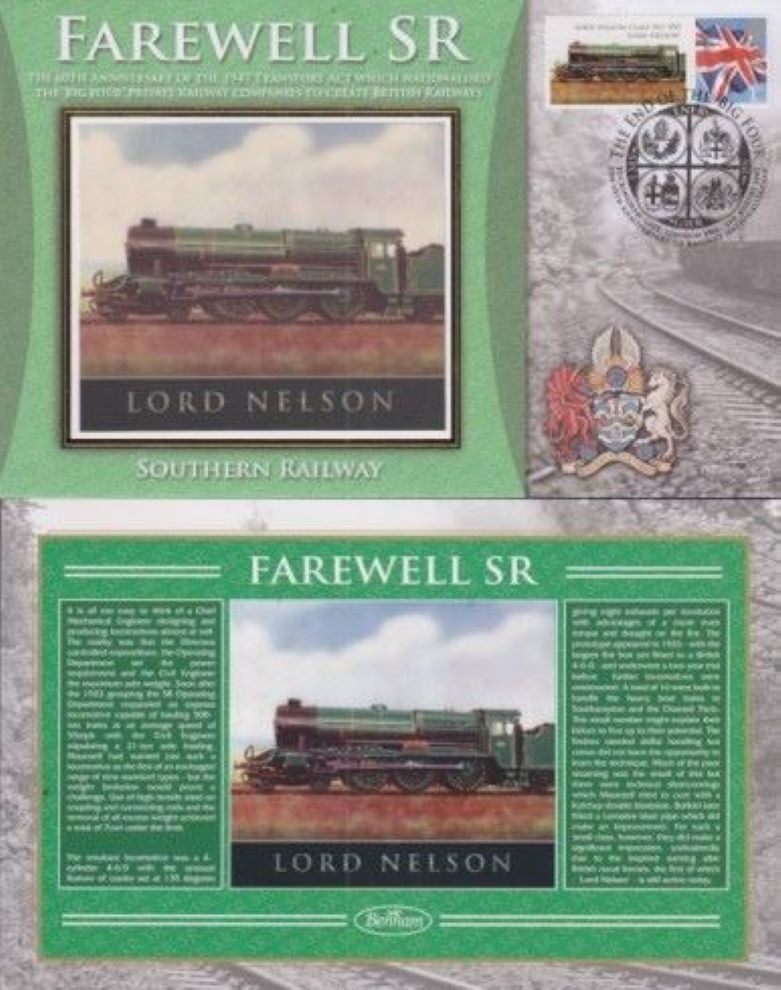 GB 2007 -  - FAREWELL SR - SOUTHERN  RAILWAY "SILK" COVER -  LORD NELSON