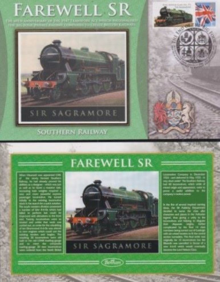 GB 2007 -  - FAREWELL SR - SOUTHERN  RAILWAY "SILK" COVER -  SIR SAGRAMORE