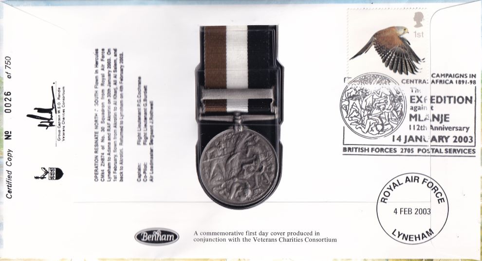 GB 2003 CENTRAL AFRICA 1891-8  MEDAL COVER