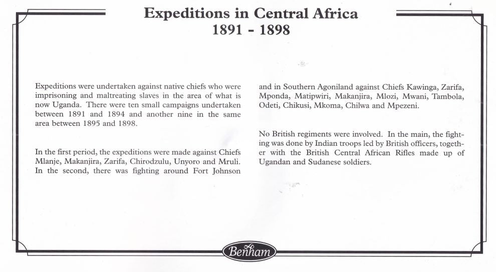 GB 2003 CENTRAL AFRICA 1891-8  MEDAL COVER