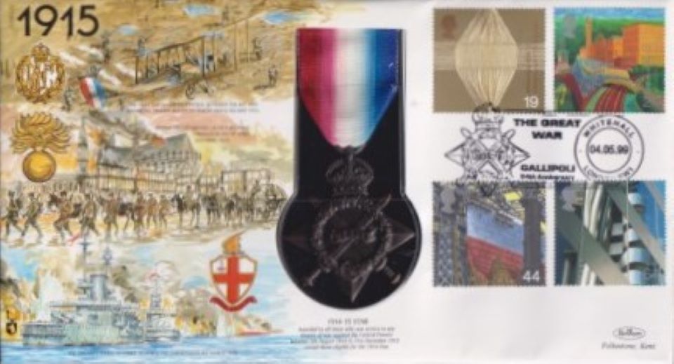 GB 1999 1914-5 STAR MEDAL 1915 COVER
