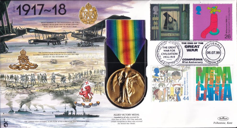 GB 1999 ALLIED VICTORY MEDAL 1917-1918 COVER