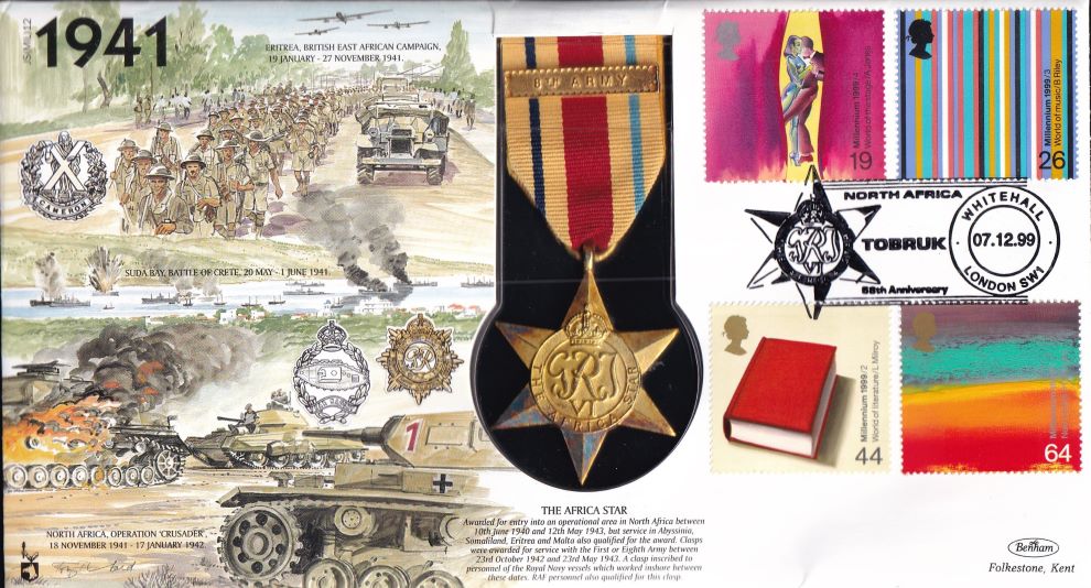 GB 2000 AFRICA STAR MEDAL 1941 COVER