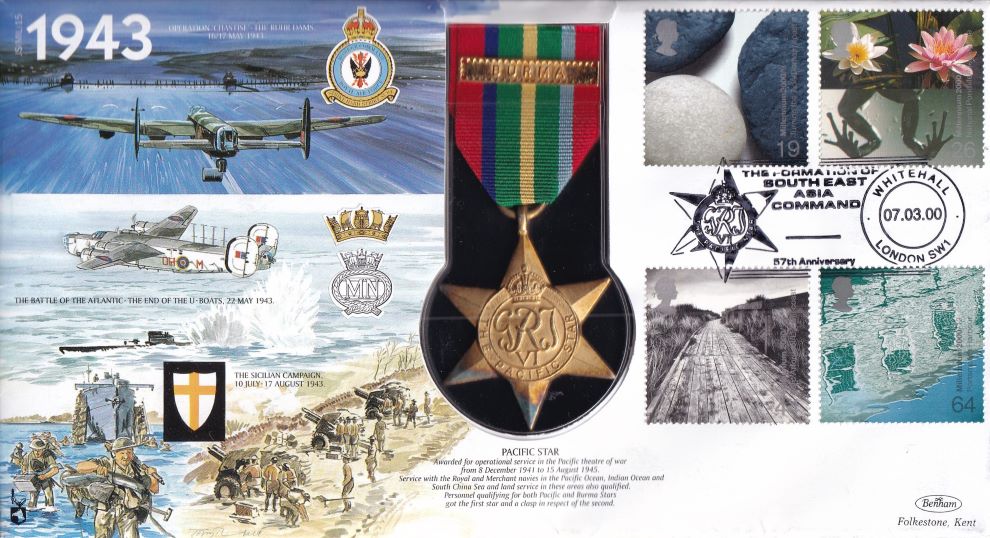 GB 2000 PACIFIC STAR MEDAL 1943 COVER