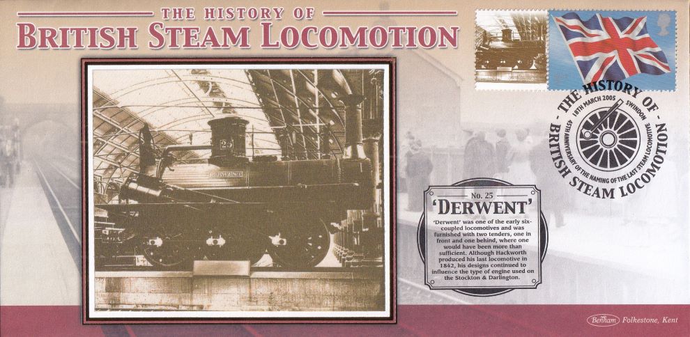 GB 2005 - HISTORY OF BRITISH STEAM LOCOMOTION "SILK" COVER -  DERWENT