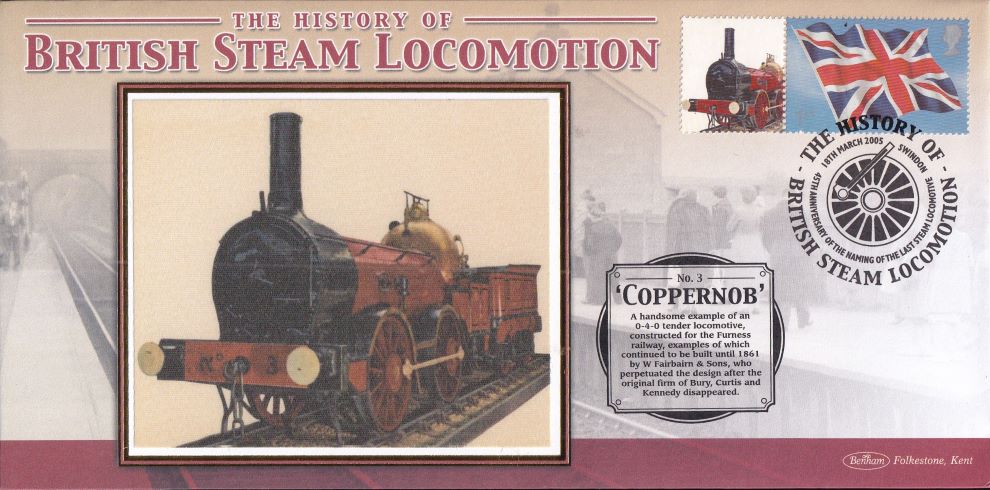 GB 2005 - HISTORY OF BRITISH STEAM LOCOMOTION "SILK" COVER -  COPPERNOB