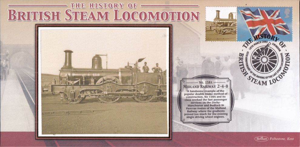 GB 2005 - HISTORY OF BRITISH STEAM LOCOMOTION "SILK" COVER - MIDLAND RAILWAY 2-4-0