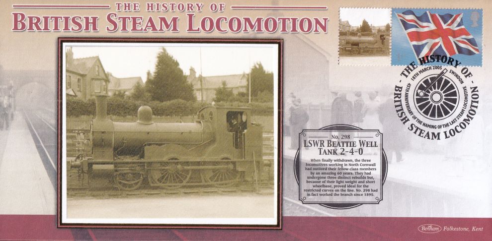 GB 2005 - HISTORY OF BRITISH STEAM LOCOMOTION "SILK" COVER - LSWR BEATTIE WELL TANK 2-4-0