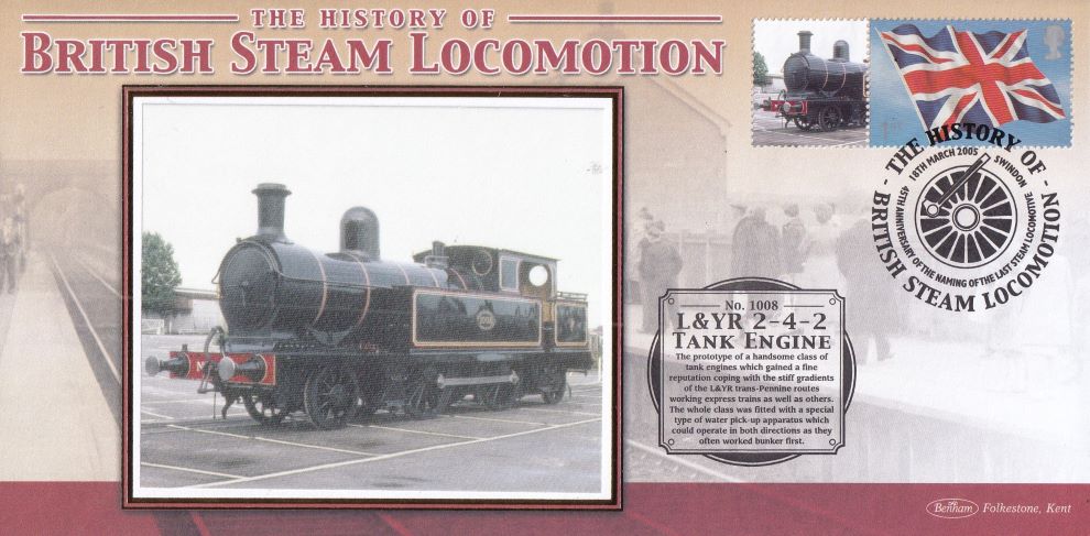 GB 2005 - HISTORY OF BRITISH STEAM LOCOMOTION "SILK" COVER - L & YR 2-4-2 TANK ENGINE