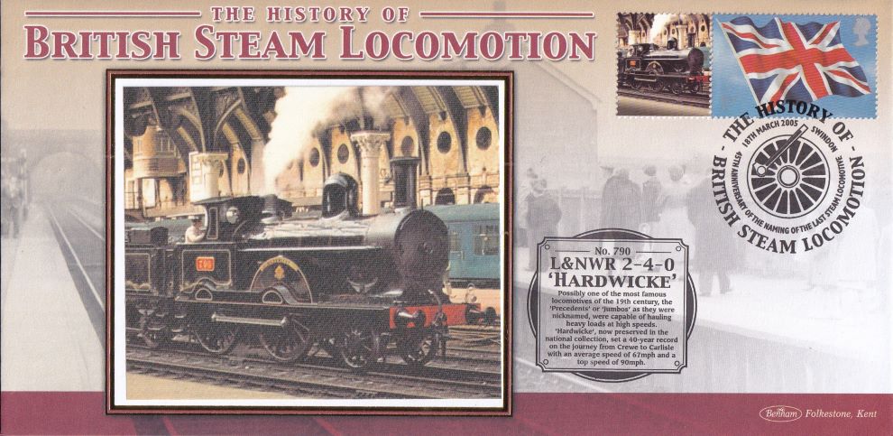 GB 2005 - HISTORY OF BRITISH STEAM LOCOMOTION "SILK" COVER - L & YR 2-4-0 HARDWICKE