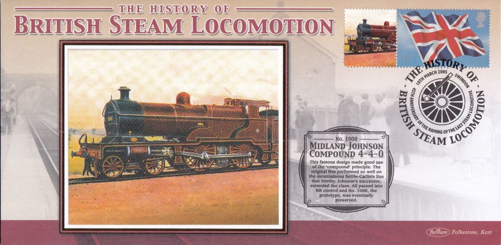 GB 2005 - HISTORY OF BRITISH STEAM LOCOMOTION "SILK" COVER - MIDLAND JOHNSON COMPOUND 4-4-0