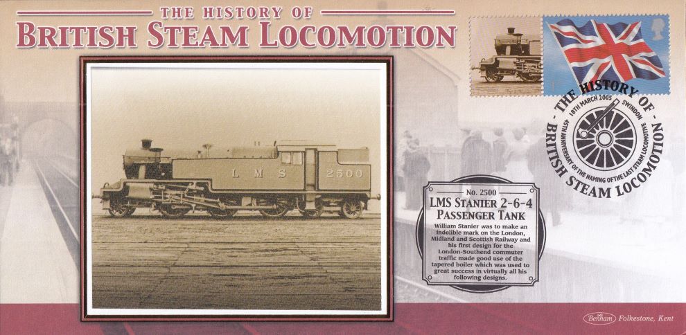 GB 2005 - HISTORY OF BRITISH STEAM LOCOMOTION "SILK" COVER - LMS STANIER 2-6-4 PASSENGER TANK