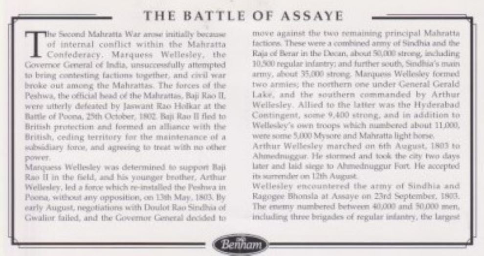 GB 1991 BATTLE OF ASSAYE MEDAL 1803 COVER