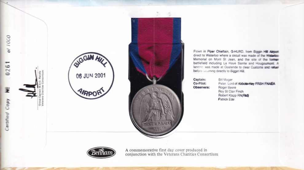 GB 2001 BATTLE OF WATERLOO MEDAL 1815 COVER