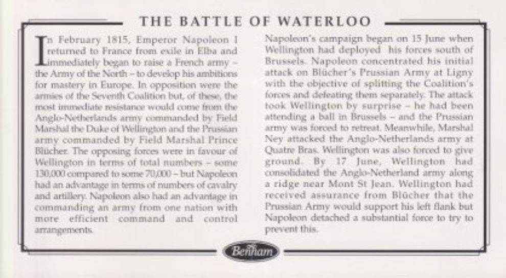 GB 2001 BATTLE OF WATERLOO MEDAL 1815 COVER