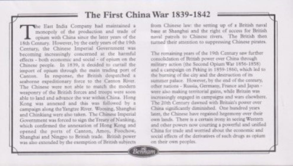 GB 2001 CAPTURE OF CHUENPEE MEDAL 1841 COVER