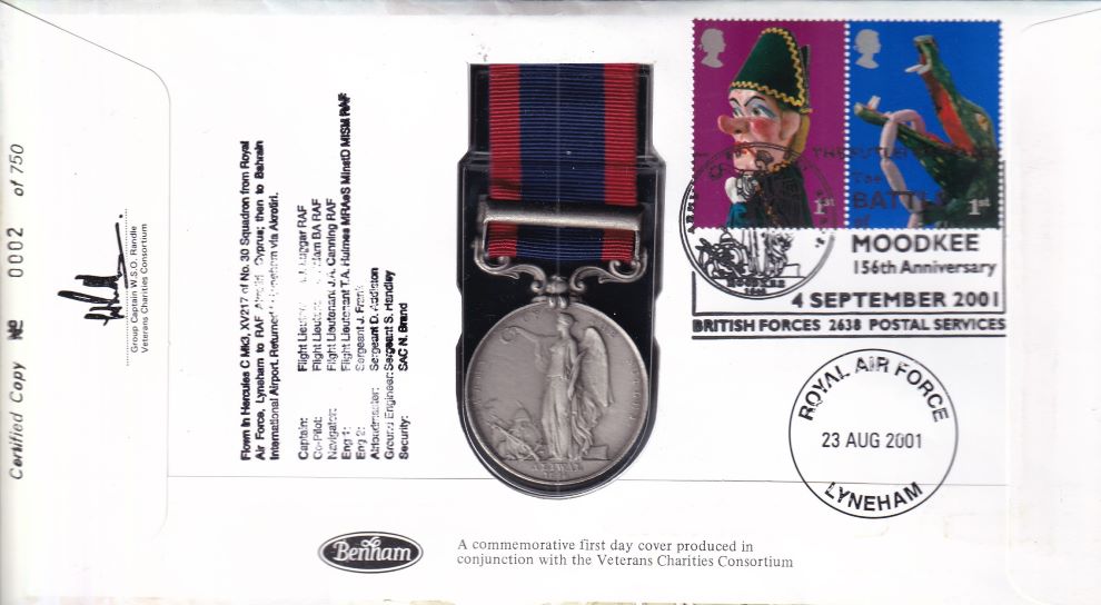 GB 2001 BATTLE OF MOODKEE MEDAL 1845 COVER