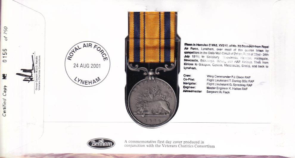 GB 2001 SOUTH AFRICAN CAMPAIGNS  MEDAL 1834-1853 COVER