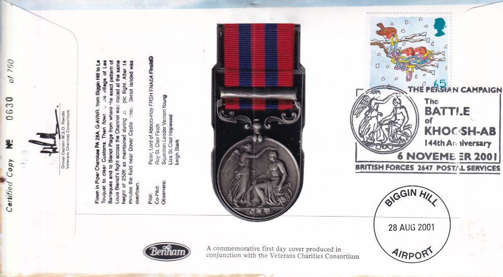 GB 2001 BATTLE OF KHOOSH-AB MEDAL 1857 COVER