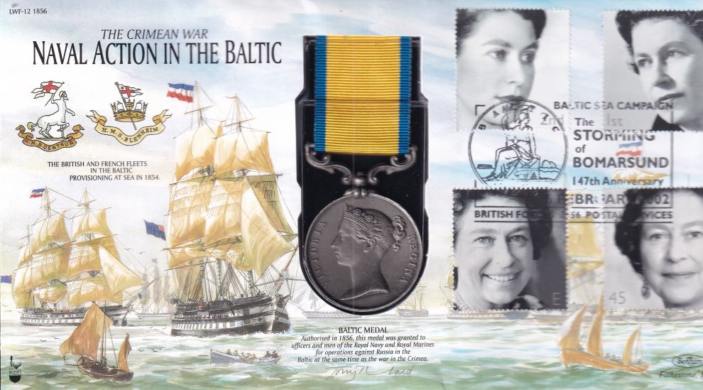 GB 2002 NAVAL ACTION IN THE BALTIC MEDAL  1856 COVER