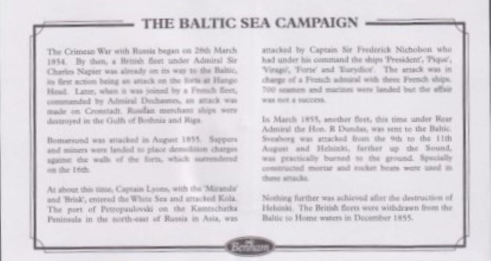 GB 2002 NAVAL ACTION IN THE BALTIC MEDAL  1856 COVER