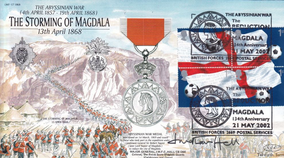 GB 2002 STORMING OF MAGDALA MEDAL  1868 COVER