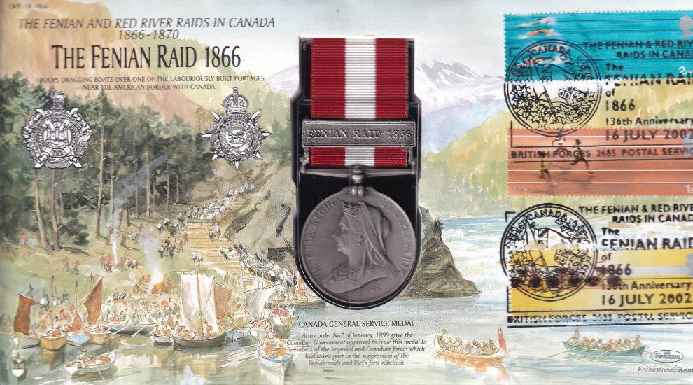 GB 2002 FENIAN RAID MEDAL  1866 COVER
