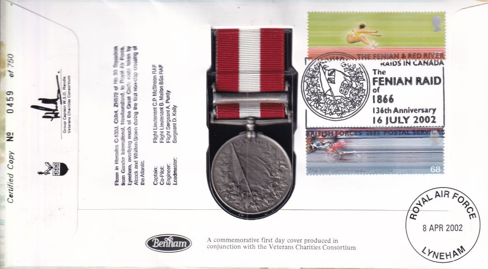 GB 2002 FENIAN RAID MEDAL  1866 COVER