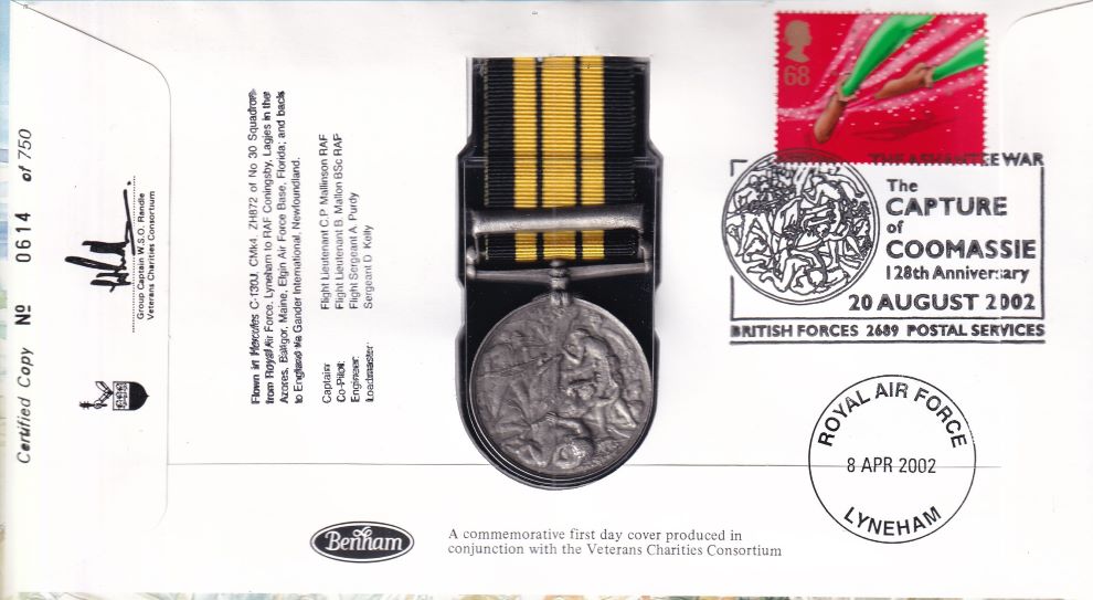 GB 2002 CAPTURE OF COOMASSIE MEDAL  1874 COVER
