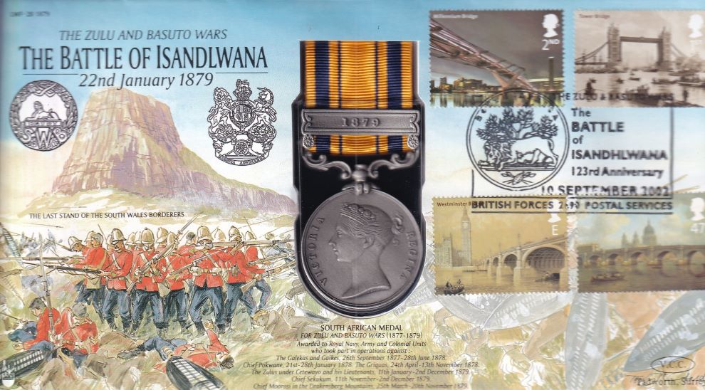 GB 2002 BATTLE OF ISLANDLWANA MEDAL  1879 COVER