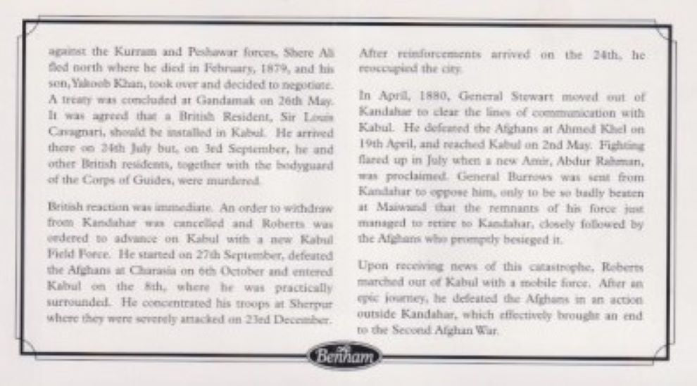 GB 2002 CAPTURE OF ALI MUSJID MEDAL  1878 COVER