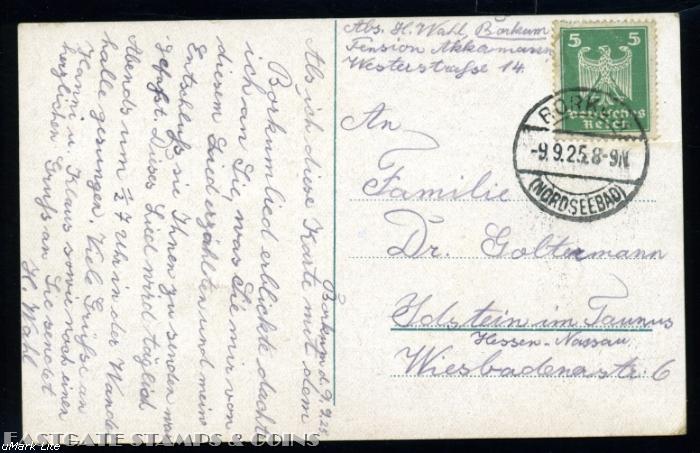 1925 ANTI-SEMITIC POSTCARD - BORKUM LIED – EASTGATE Stamps & Coins