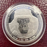 CONGO SILVERBACK GORILLA ONE  OUNCE  SILVER PROOF