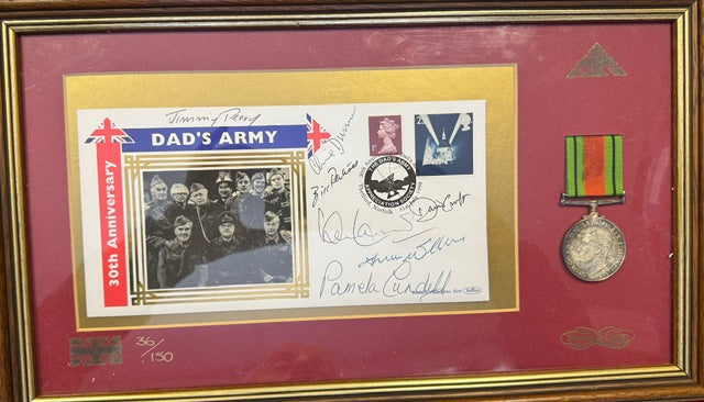 GB 1998 SILK "DAD'S ARMY" FRAMED AND SIGNED FDC