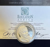 EDUCATION AFRICA FIVE  OUNCE SILVER MEDALLION-SUPERB