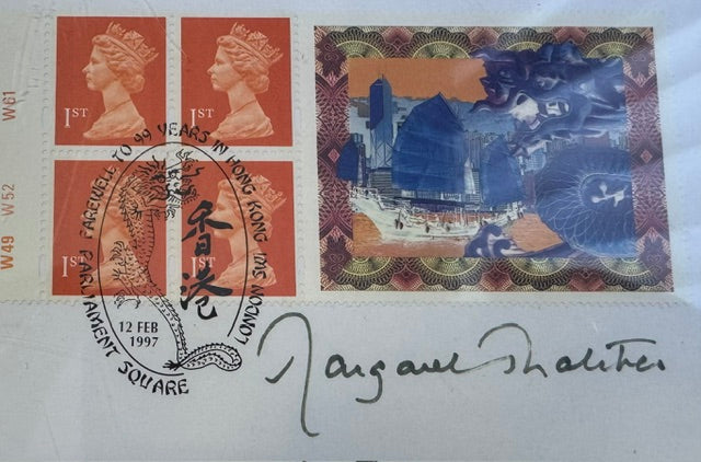 1997 "FAREWELL TO "HONG HONG" FDC SIGNED BY MARGARET THATCHER