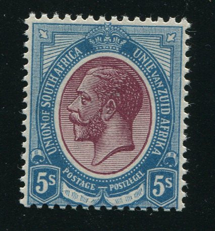 SA 1913 KGV 5/- KINGSHEAD MNH - REDDISH-PURPLE & BLUE SACC 14a