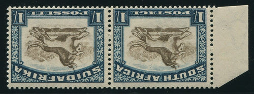 1932 ROTO 1/- BROWN & PRUSSIAN BLUE INVERTED WATERMARK- MNH - SACC 49a