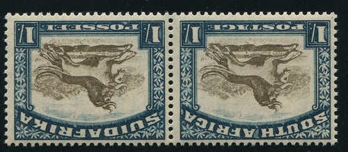 1932 ROTO 1/- BROWN & PRUSSIAN BLUE INVERTED WATERMARK- MNH - SACC 49a