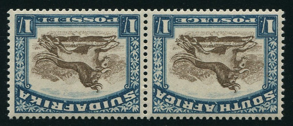 1932 ROTO 1/- BROWN & PRUSSIAN BLUE INVERTED WATERMARK- MNH - SACC 49a