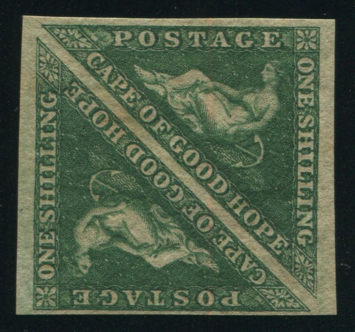 CAPE OF GOOD HOPE 1858 1/- TRIANGLE PAIR FINE MINT - SACC 8b