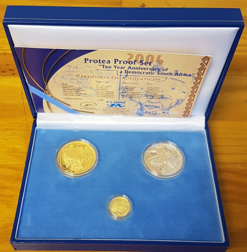 2004 NELSON MANDELA 10 YEAR DEMOCRACY GOLD  PROOF SET