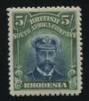 RHODESIA 1913 5/- ADMIRAL DIE 11 FINE MINT - SG 239