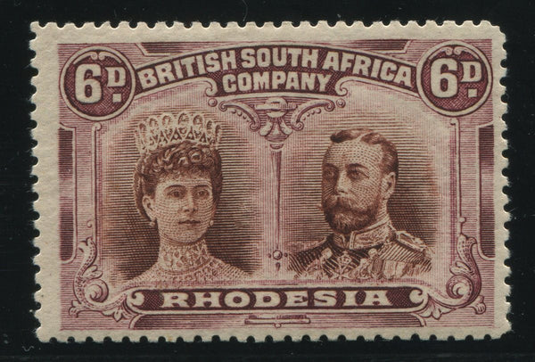 RHODESIA 1910 6d DOUBLE HEAD FINE MINT - SG 144